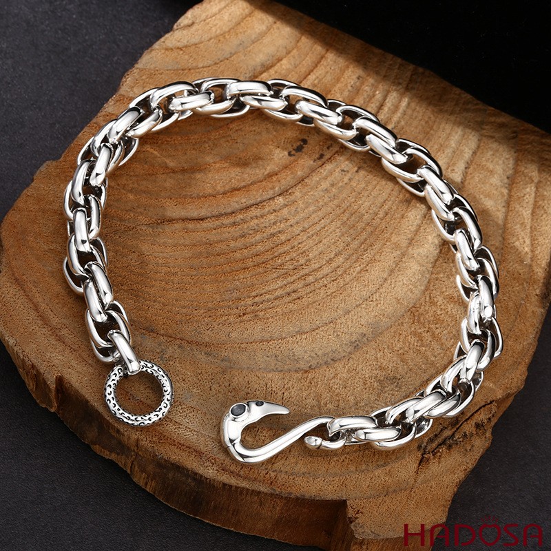 Vòng Tay Bạc Nam Khóa Móc Eagle Hook