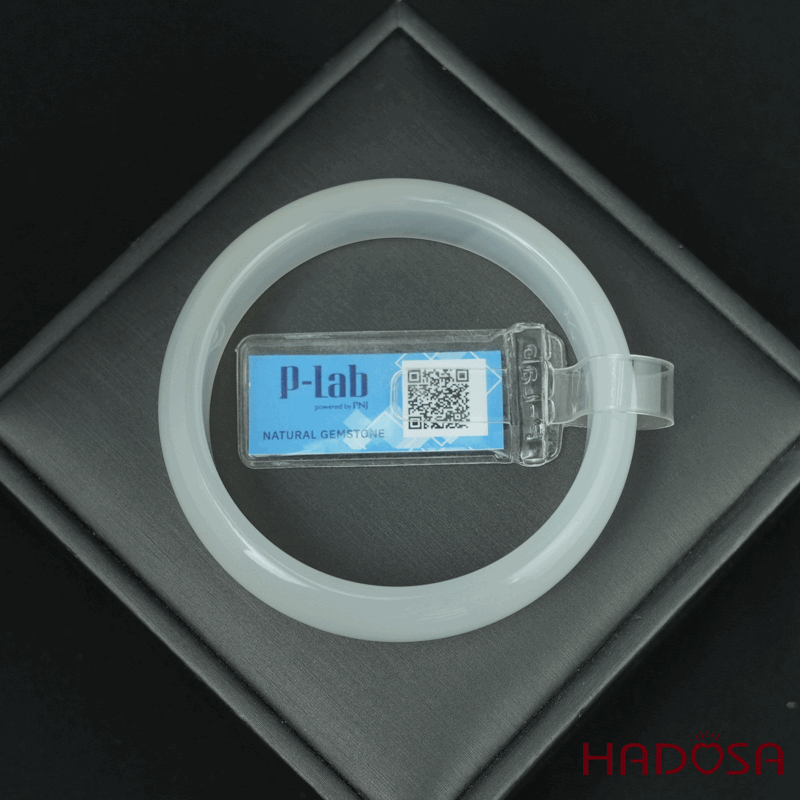 Vòng kiềng mã não trắng ngọc bản hẹ ni 50