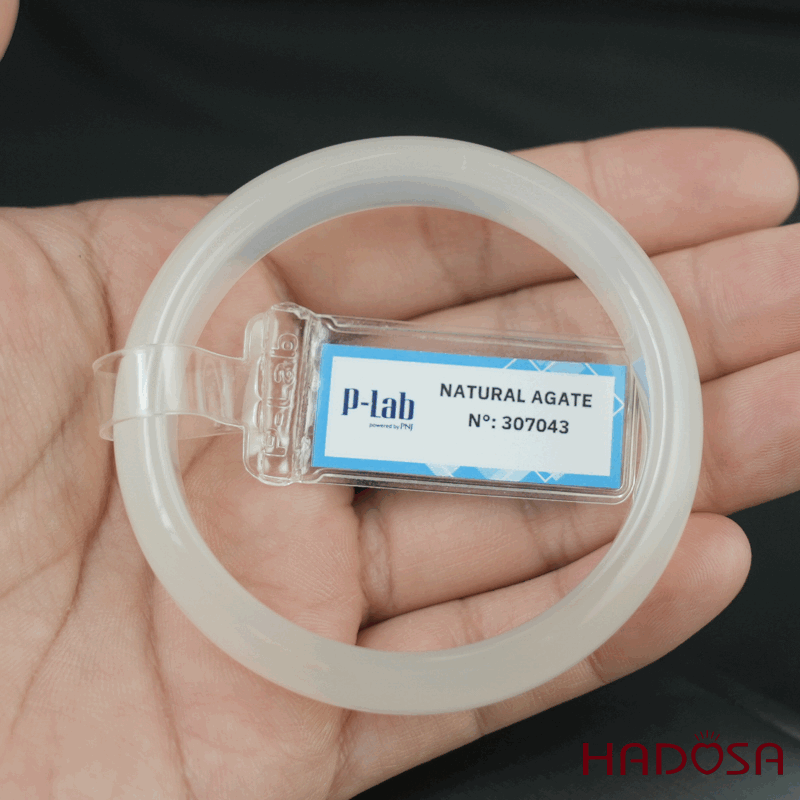 Vòng kiềng mã não trắng ngọc bản hẹ ni 50