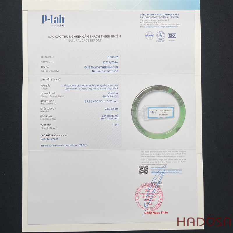Vòng Ngọc Cẩm Thạch bản vuông xanh lí ni 55