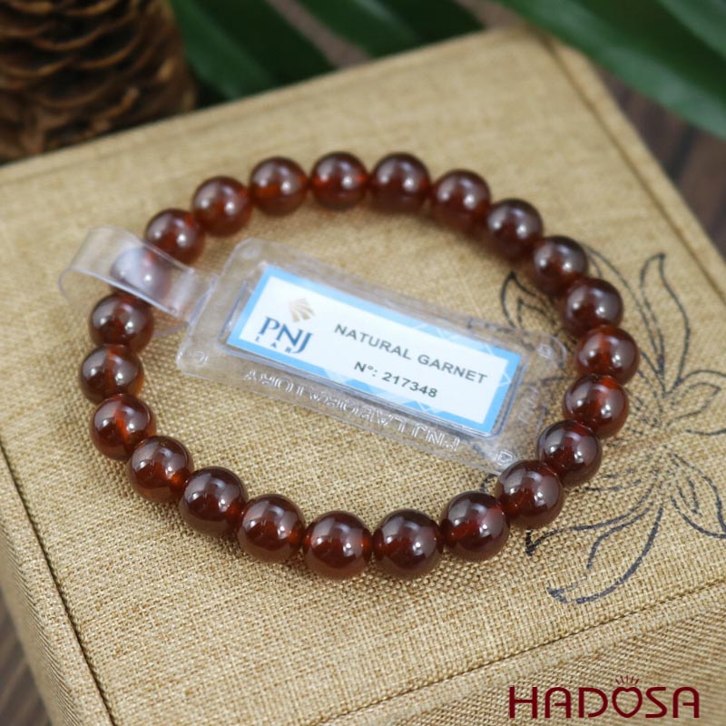 Vòng Ngọc Hồng Lựu 8mm cao cấp chuẩn 6A