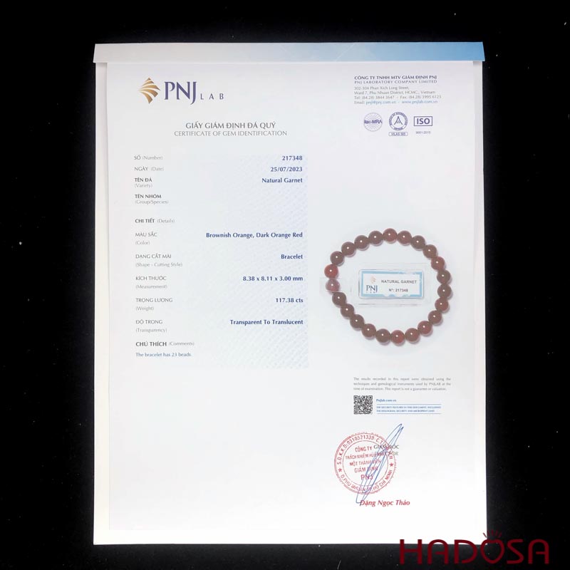 Vòng Ngọc Hồng Lựu 8mm cao cấp chuẩn 6A