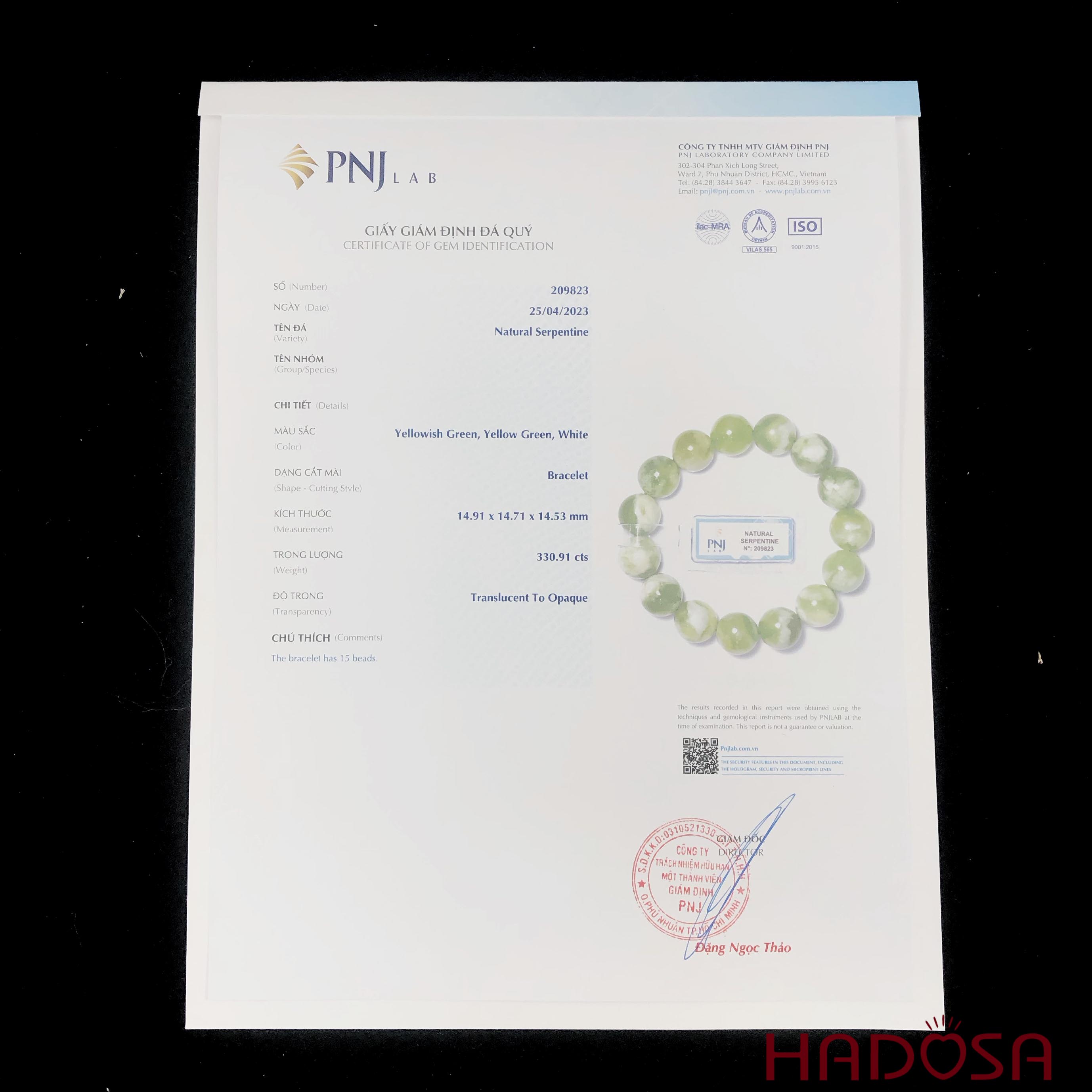 Vòng ngọc Serpentine 14mm