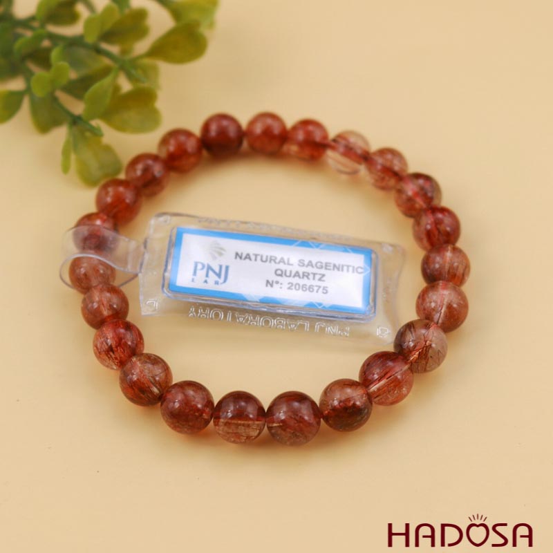 Vòng Thạch anh tóc đỏ 8mm chuẩn 6A