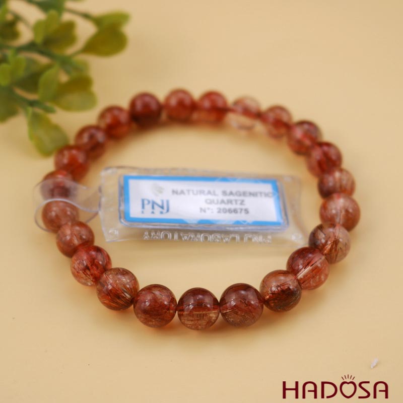 Vòng Thạch anh tóc đỏ 8mm chuẩn 6A