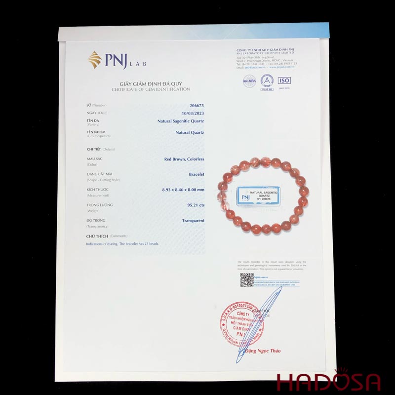 Vòng Thạch anh tóc đỏ 8mm chuẩn 6A