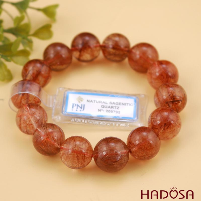 Thạch anh tóc nâu đỏ 15mm 6A