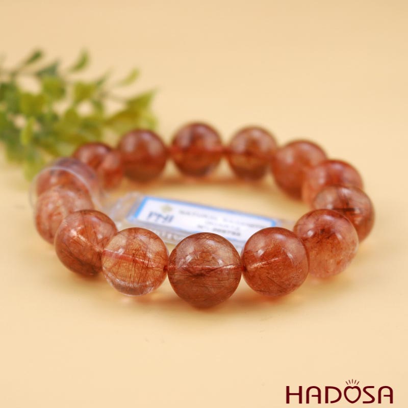 Thạch anh tóc nâu đỏ 15mm 6A