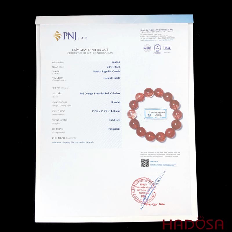 Thạch anh tóc nâu đỏ 15mm 6A