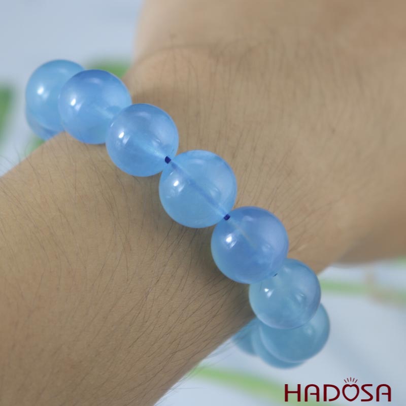 Vòng đá Aquamarine 14mm chuẩn 8A