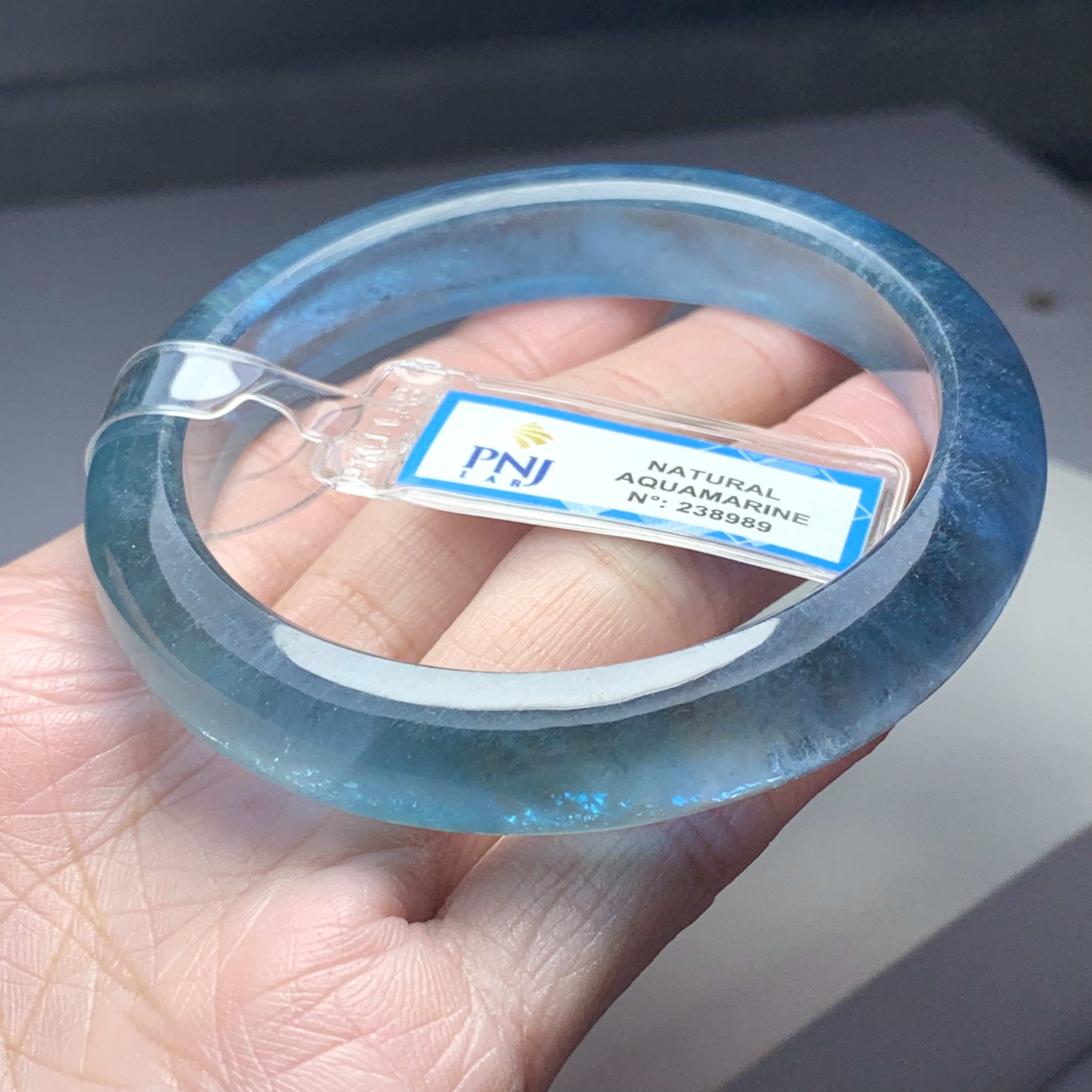 Vòng đá Aquamarine xanh ngọc Vip chuẩn 8A ni 55