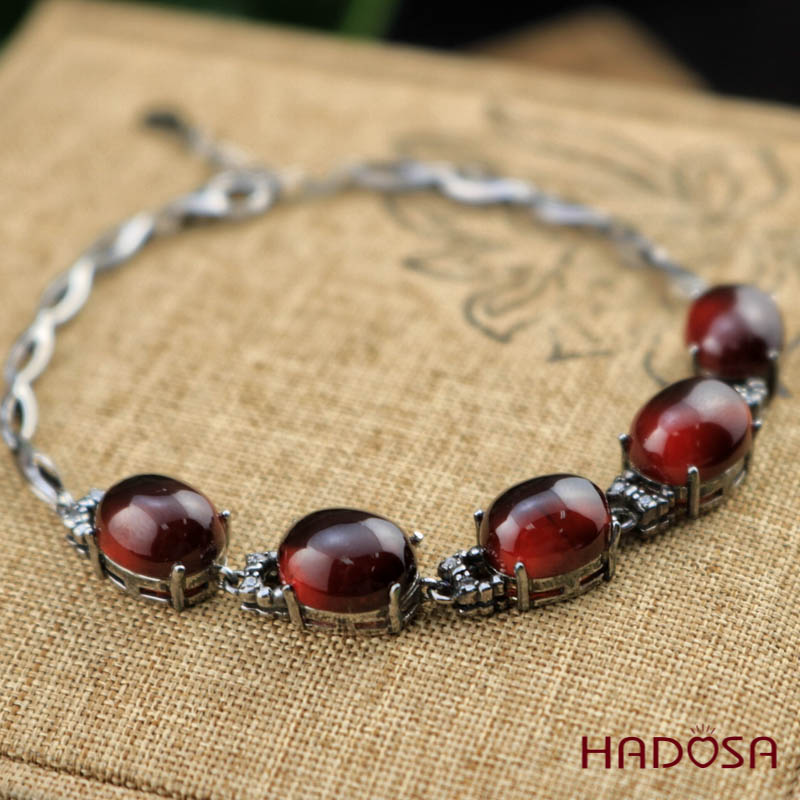 Lắc tay đá Garnet bạc 925 cao cấp