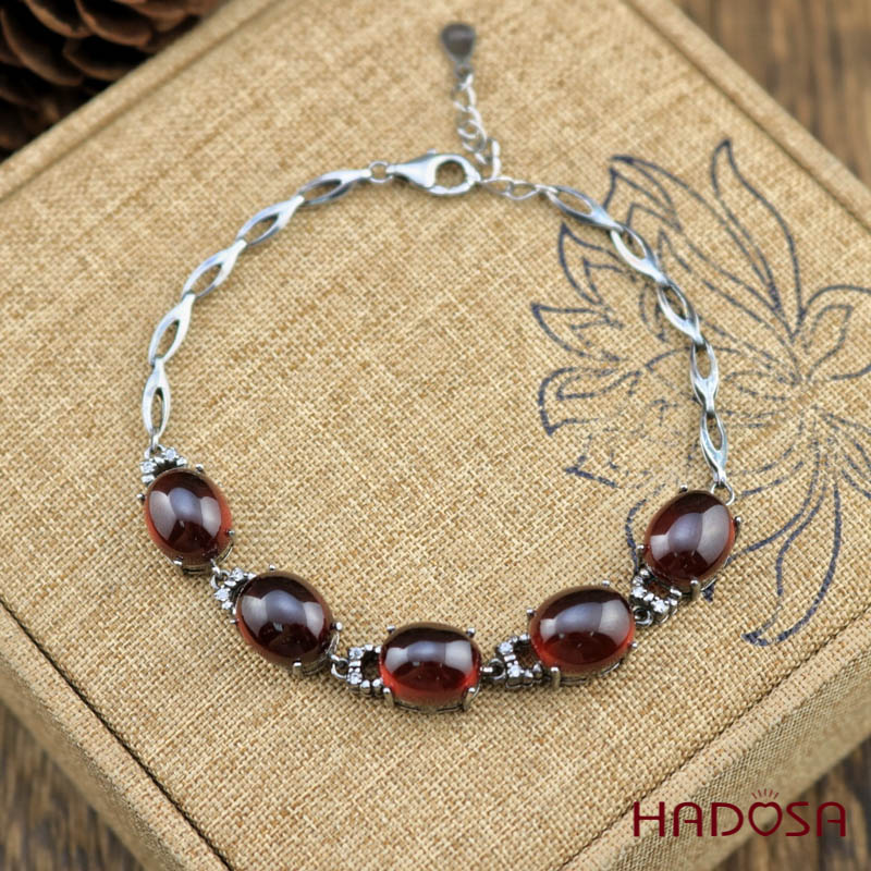 Lắc tay đá Garnet bạc 925 cao cấp