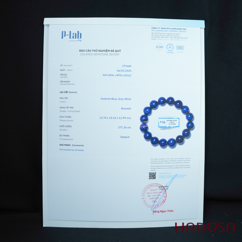 Vòng tay đá Lapis 13mm 3A
