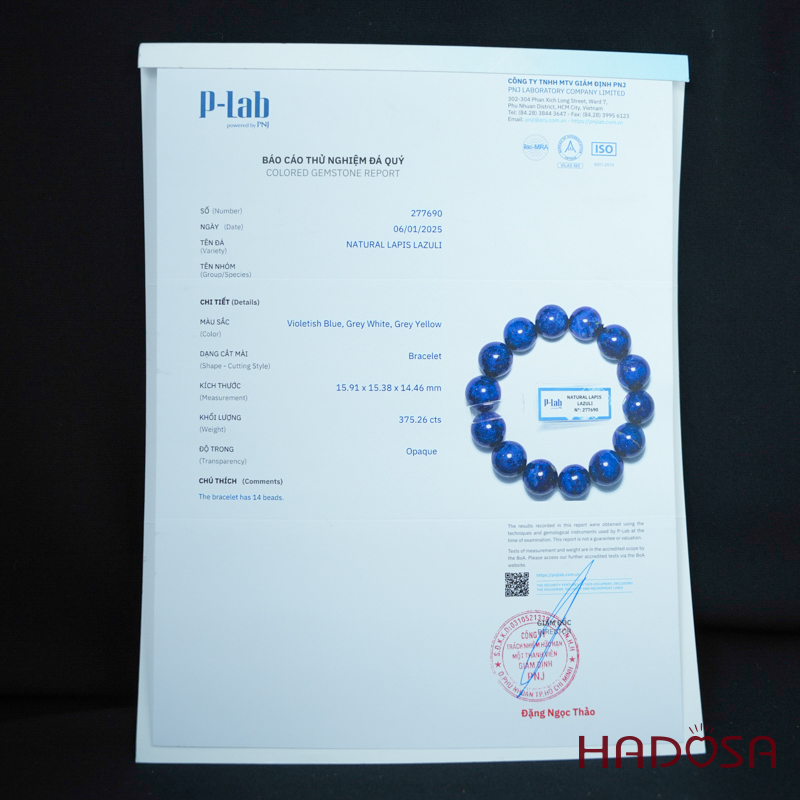 Vòng tay đá Lapis 15mm 3A