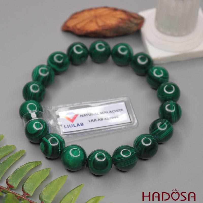 Vòng tay đá Lông Công  Malachite 11mm chuẩn 5A