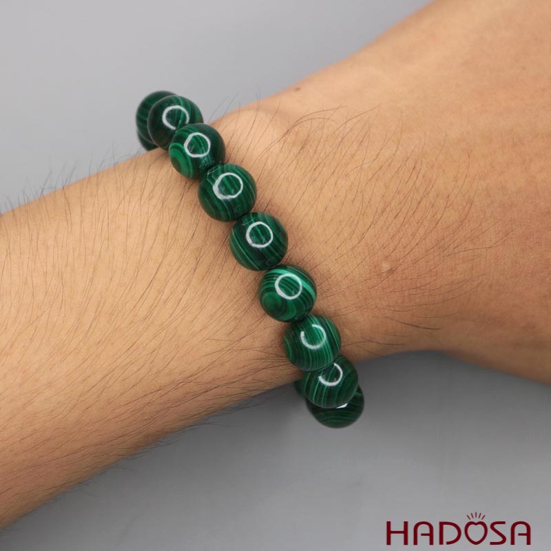 Vòng tay đá Lông Công  Malachite 11mm chuẩn 5A