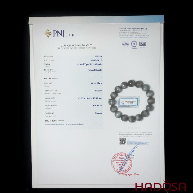 Vòng đá mắt chim Ưng xám 14mm 6A