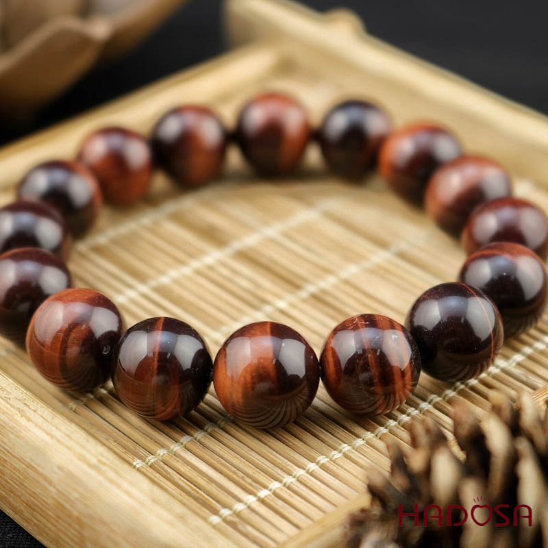Vòng tay đá Mắt Hổ nâu đỏ 12mm chuẩn 5A