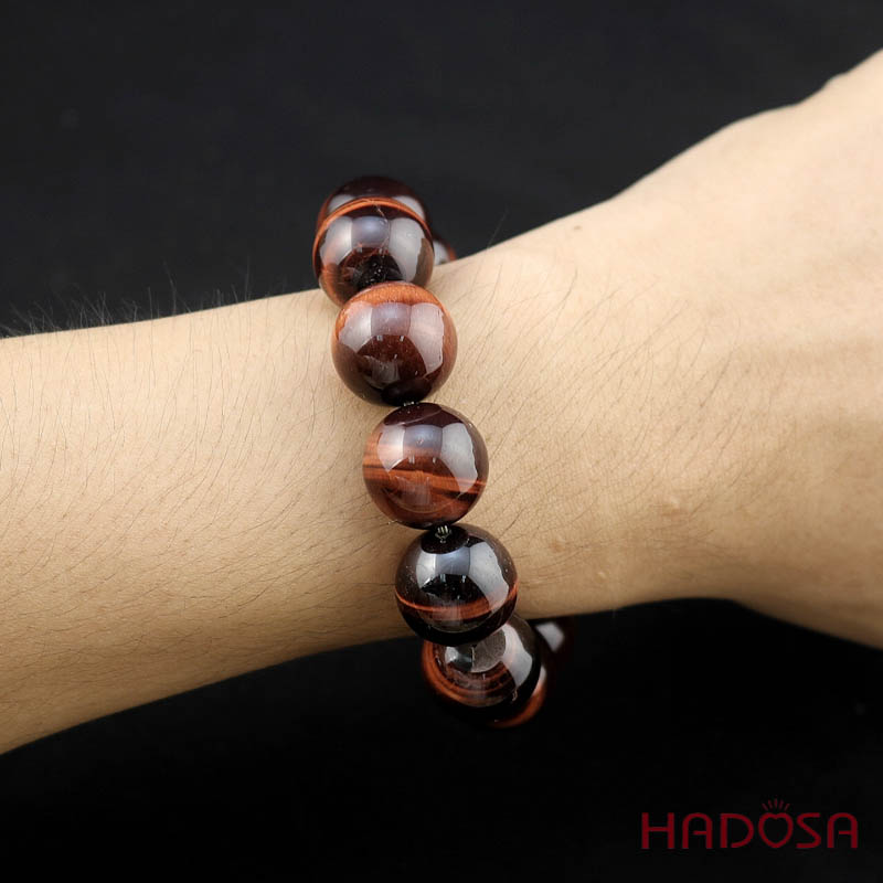 Vòng tay đá Mắt Hổ nâu đỏ 18mm chuẩn 5A