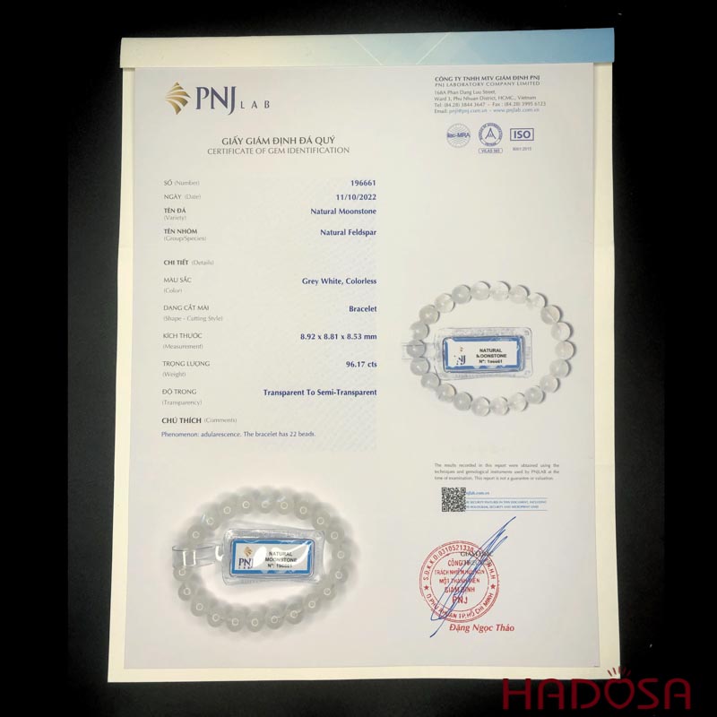 Vòng đá Mặt Trăng 8mm chuẩn 5A