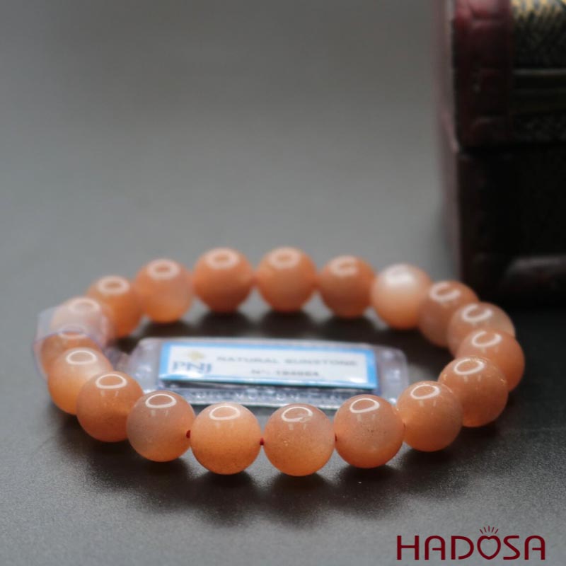 Vòng tay đá Mặt Trời Sunstone 10mm cao cấp chuẩn 4A