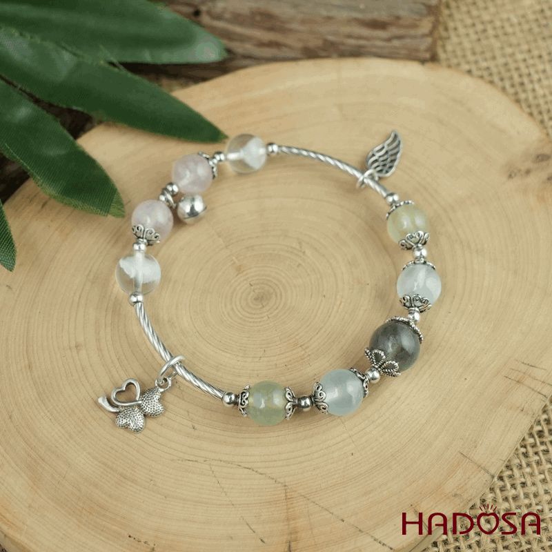 Vòng tay đá mix charm bạc 925