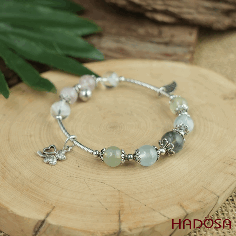 Vòng tay đá mix charm bạc 925