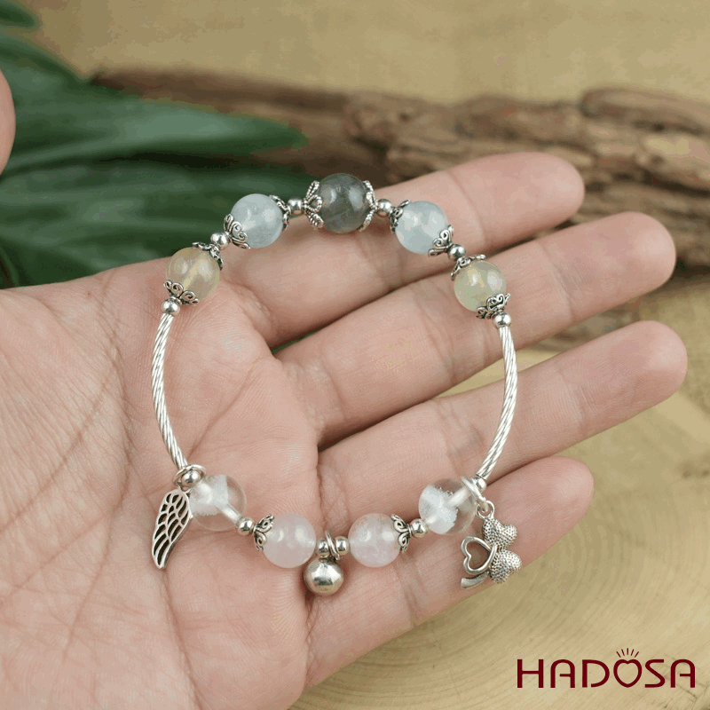 Vòng tay đá mix charm bạc 925