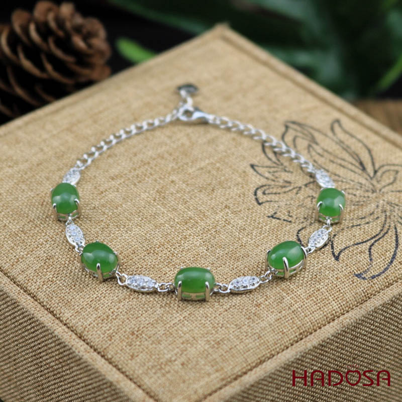 Lắc tay Ngọc bích 6*8mm bạc 925