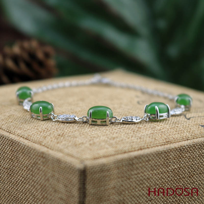 Lắc tay Ngọc bích 6*8mm bạc 925