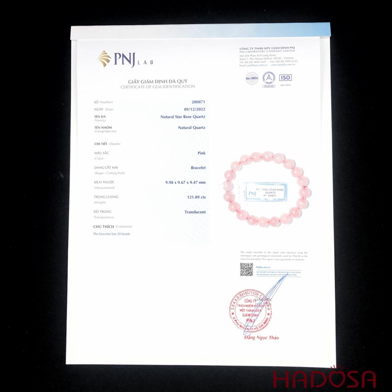 Vòng đá Thạch anh hồng 9mm chuẩn 4A