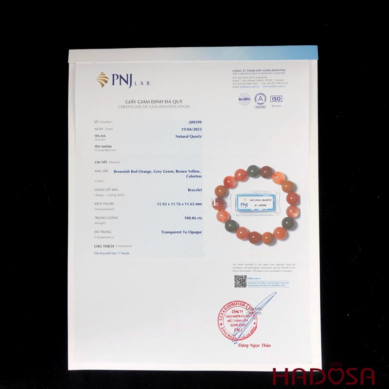 Vòng đá Thạch anh tam tài 12mm