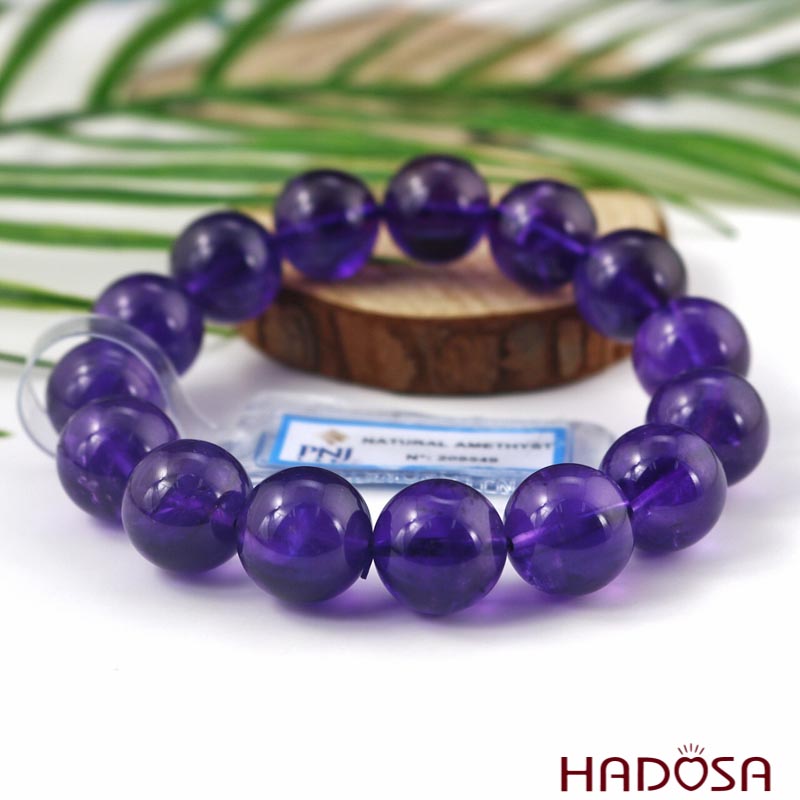 Vòng đá Thạch anh tím 14mm chuẩn 6A