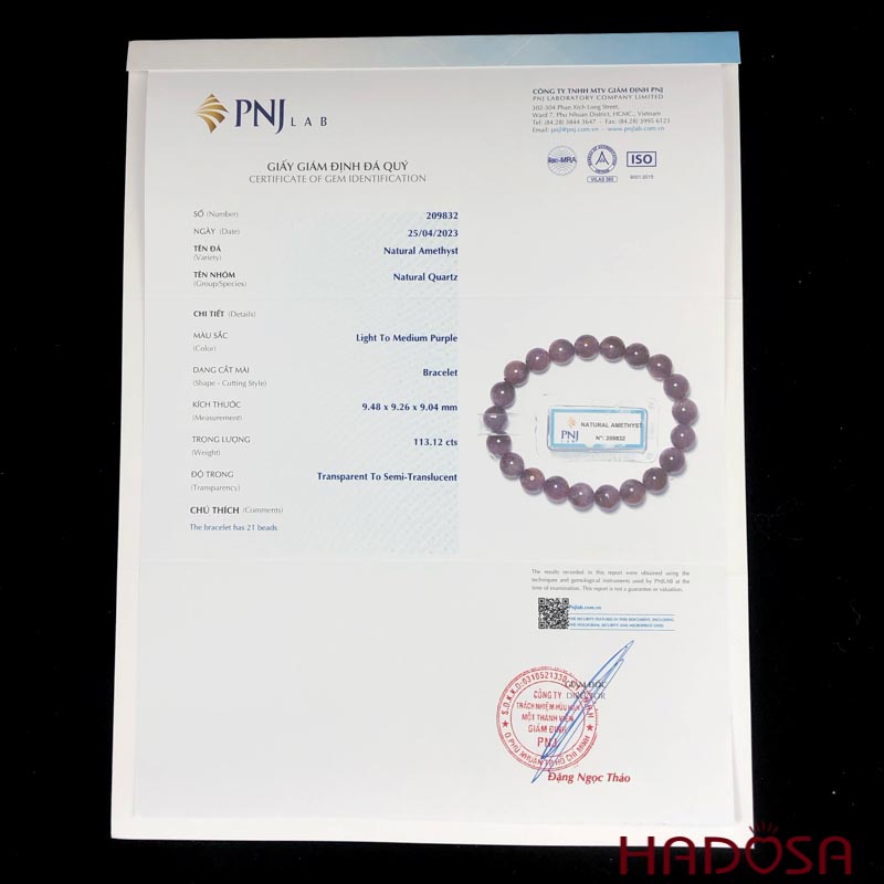 Vòng thạch anh tím tóc vàng 9mm chuẩn 5A