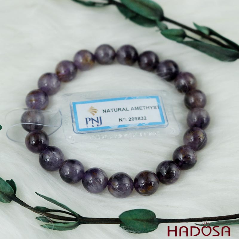 Vòng thạch anh tím tóc vàng 9mm chuẩn 5A