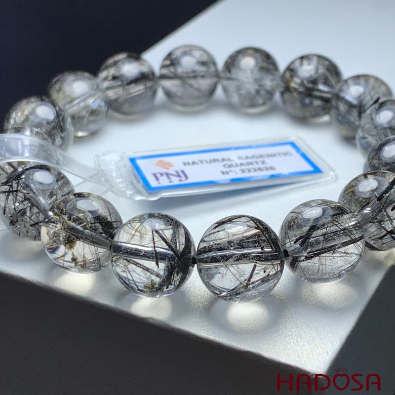 Vòng đá Thạch anh tóc đen 13mm chuẩn 5A