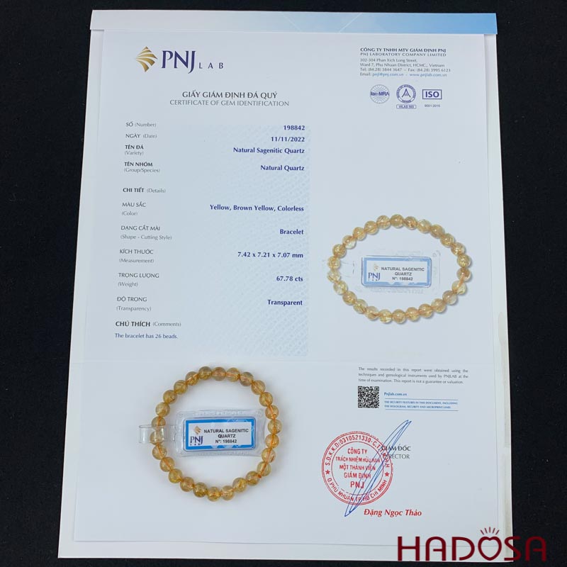 Vòng tay Thạch Anh tóc vàng 07mm 7A