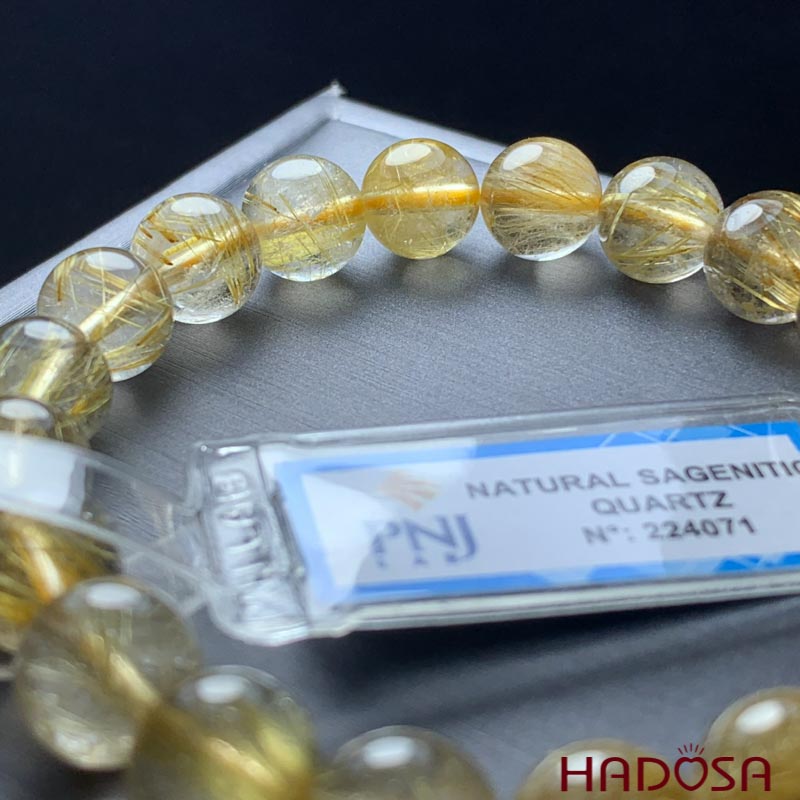 Vòng đá Thạch Anh tóc vàng 09mm chuẩn 5A