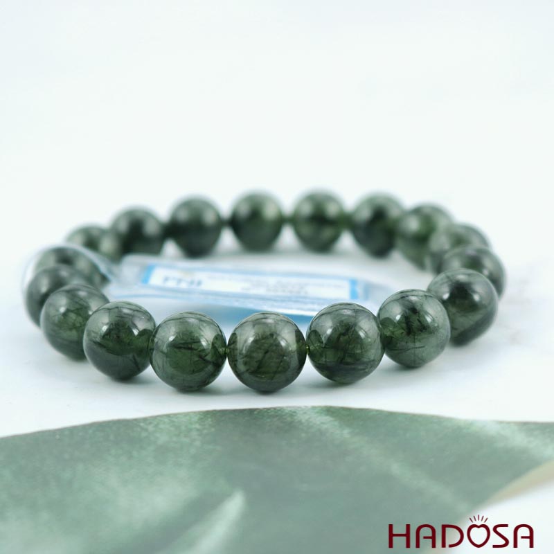 Vòng đá Thạch anh tóc xanh 11mm chuẩn 4A