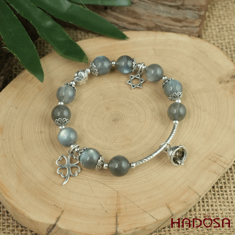 Vòng tay đá Xà Cừ 10mm cao cấp chuẩn 5A mix bạc 925