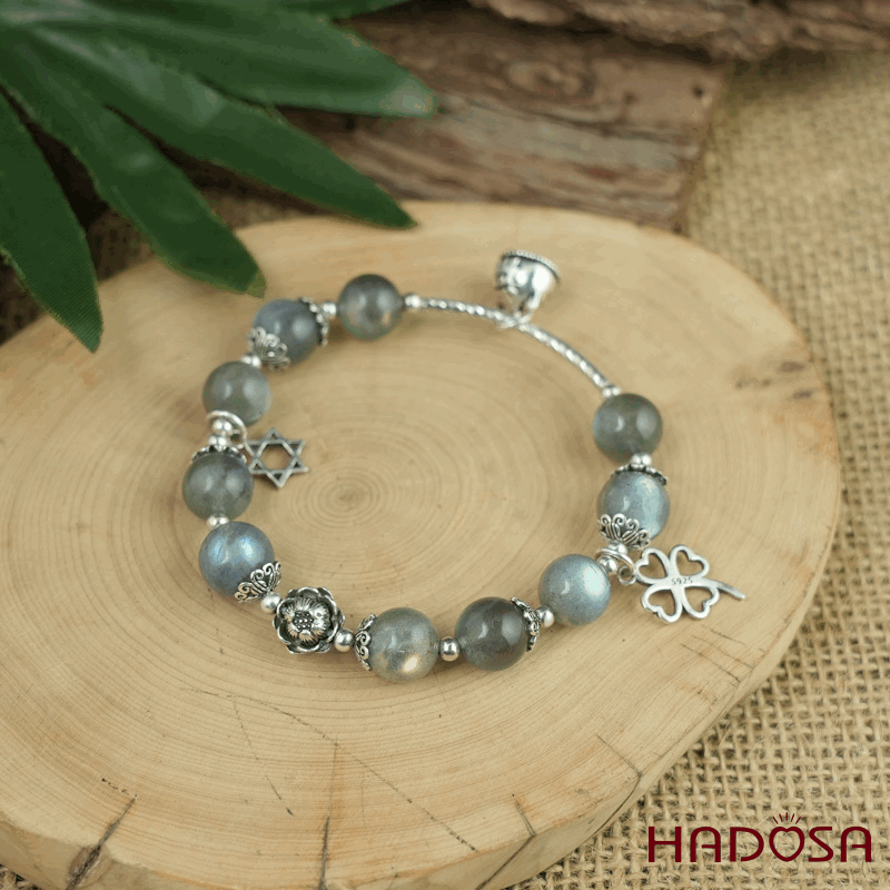 Vòng tay đá Xà Cừ 10mm cao cấp chuẩn 5A mix bạc 925