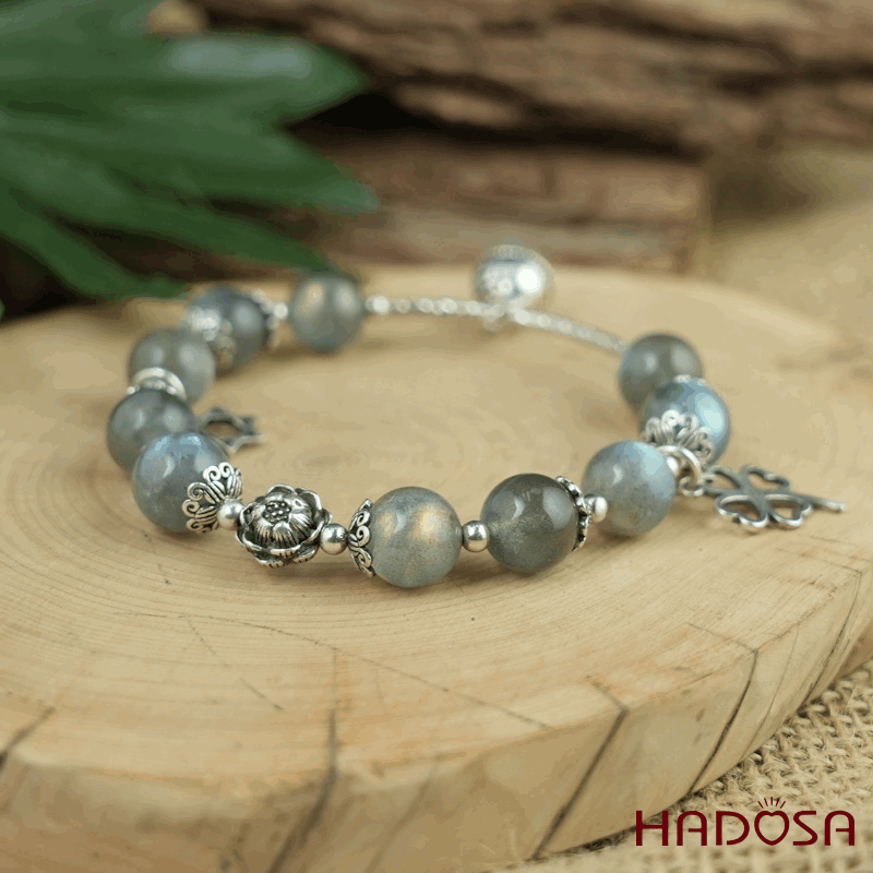 Vòng tay đá Xà Cừ 10mm cao cấp chuẩn 5A mix bạc 925