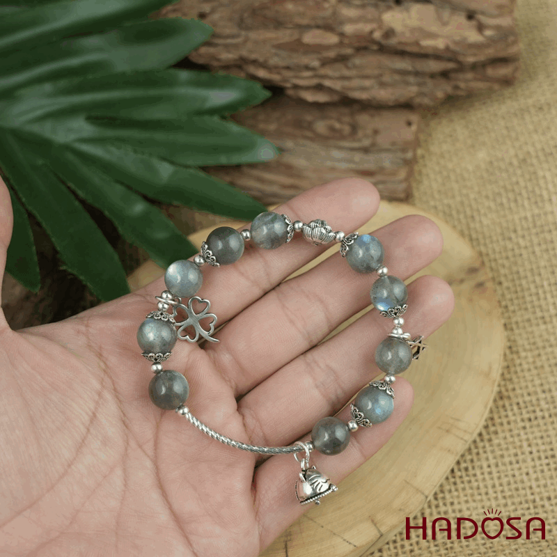 Vòng tay đá Xà Cừ 10mm cao cấp chuẩn 5A mix bạc 925