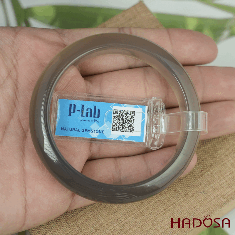 Vòng kiềng mã não xám ghi bản oval ni 50