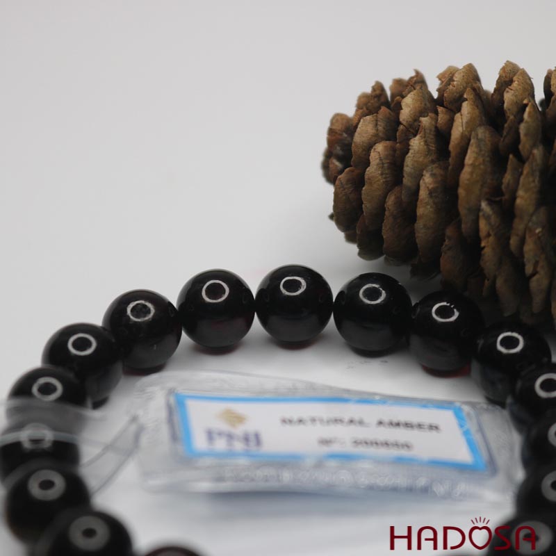 Vòng Hổ Phách Baltic Huyết đen 10mm