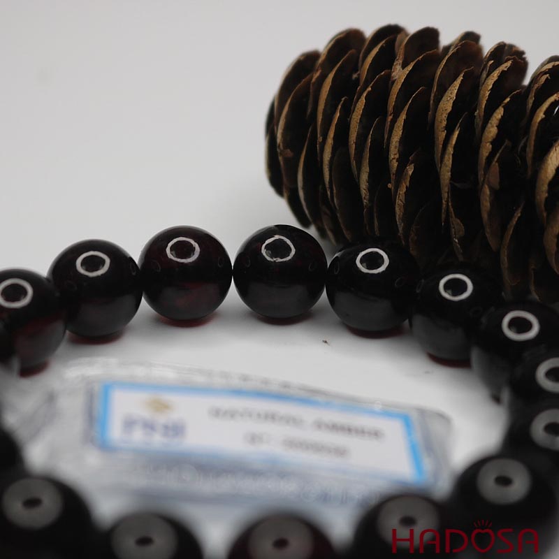 Vòng Hổ Phách Baltic Huyết đen 12mm