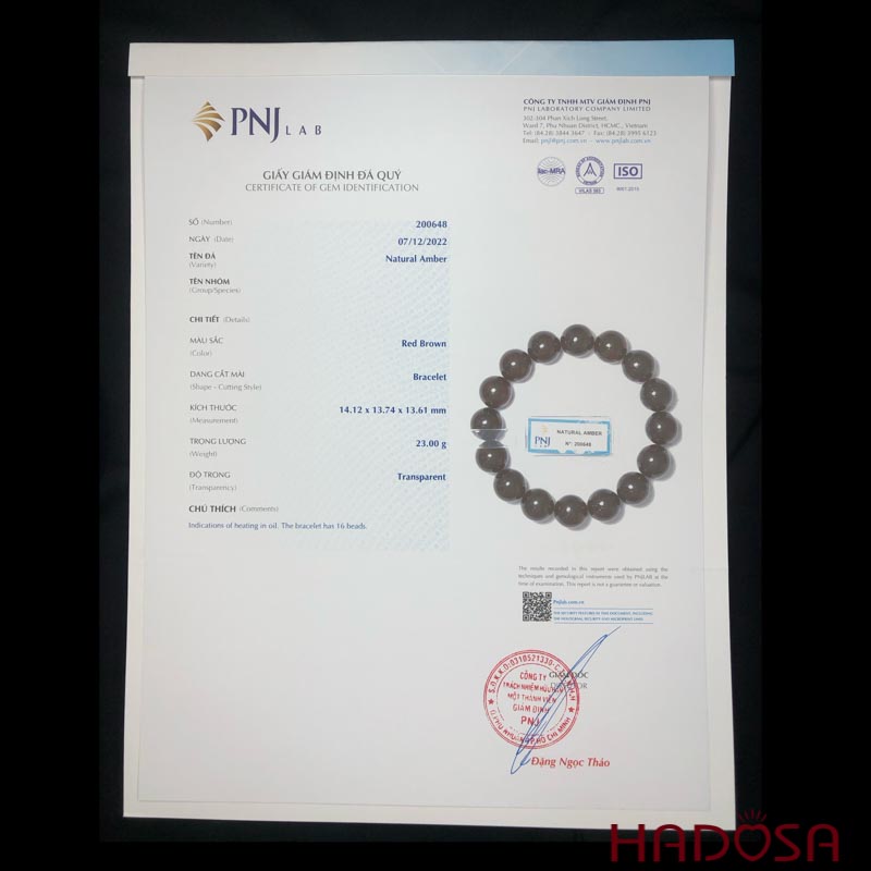 Vòng Hổ Phách Baltic Huyết đen 14mm