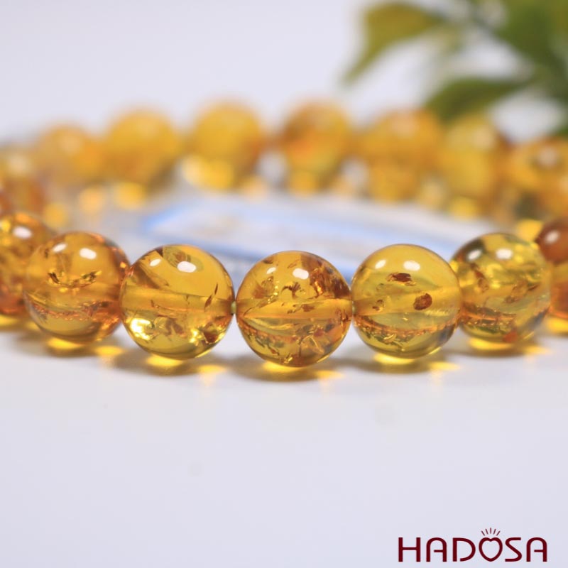 Vòng Hổ Phách Cognac Baltic vàng 10mm cao cấp