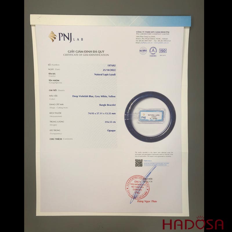 Vòng kiềng Lapis Lazuli 56mm 2A